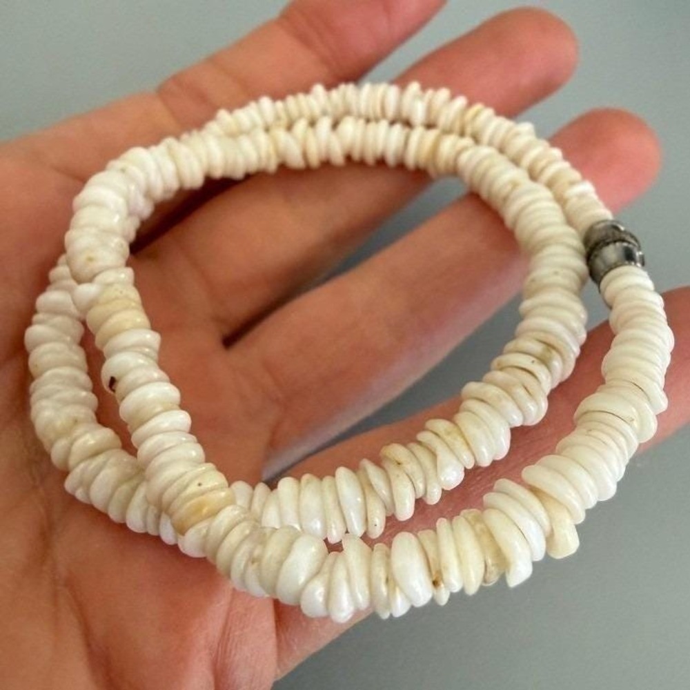 Vintage 1970s‎ Puka Shell Choker Necklace 14" Hawaii Surfer